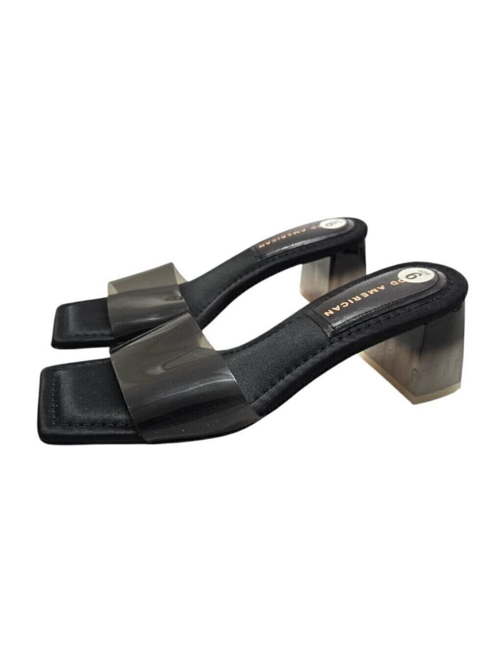 Good American Square Toe Ombre Block Heel Slide Sandals Sz 6